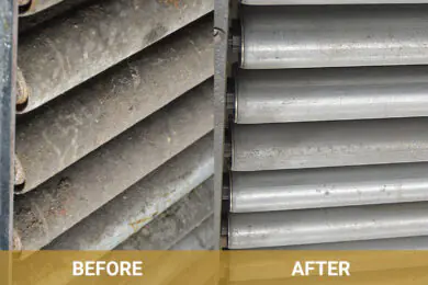 conveyor roller cleaning - before after