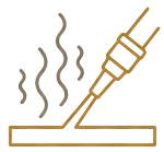 Icon showing rising odor lines being treated directly by a dry ice blasting nozzle