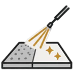 Icon showing pressure washing across a concrete surface with a visible dirty-to-clean transition