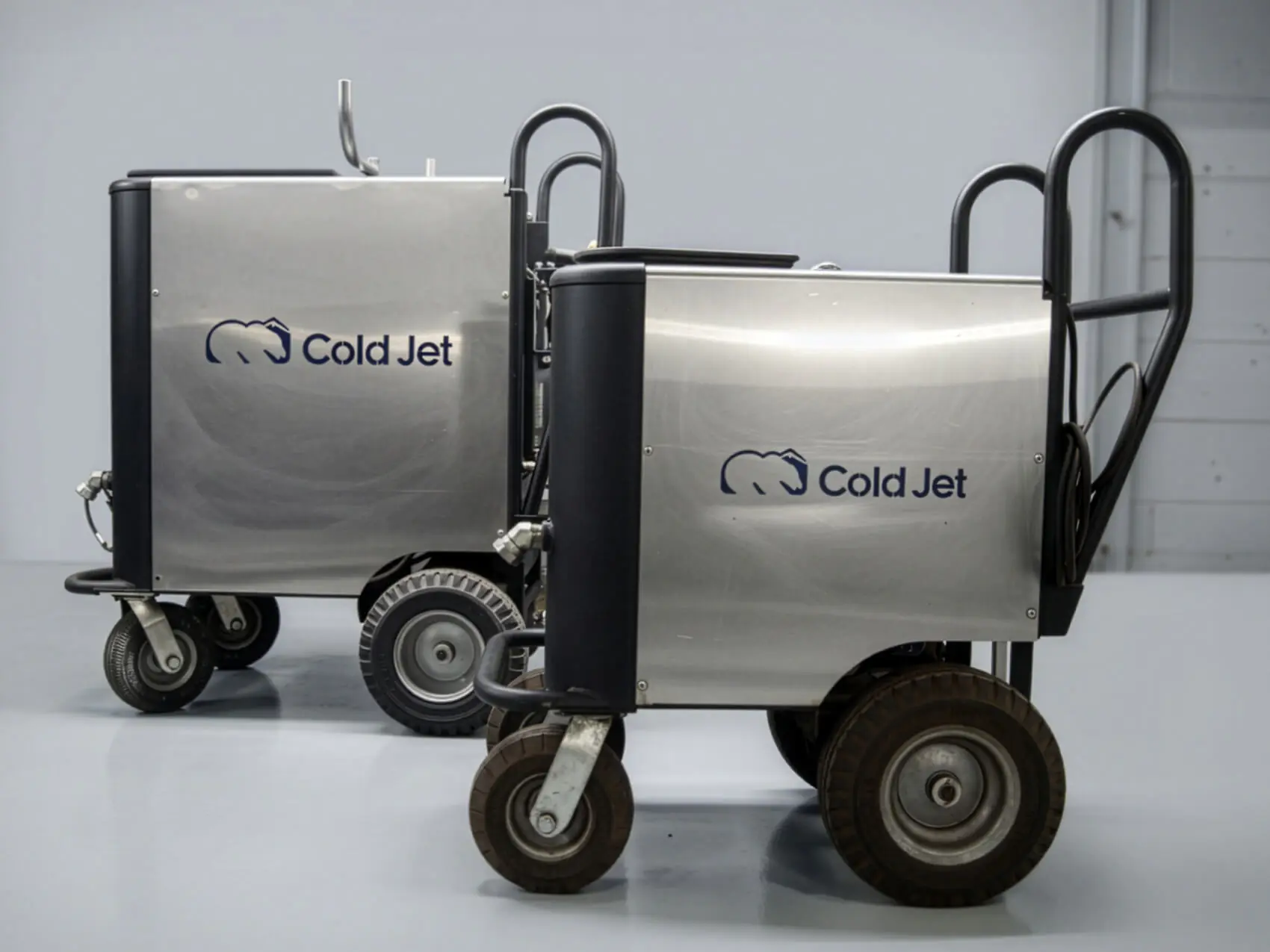 Two Cold Jet dry ice blasting machines used for scheduled dry ice cleaning service.